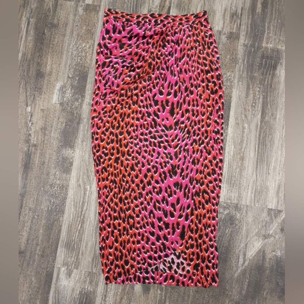 Zadig & Voltaire Jamelia Leopard Pink Silk Skirt Women's Size XL New